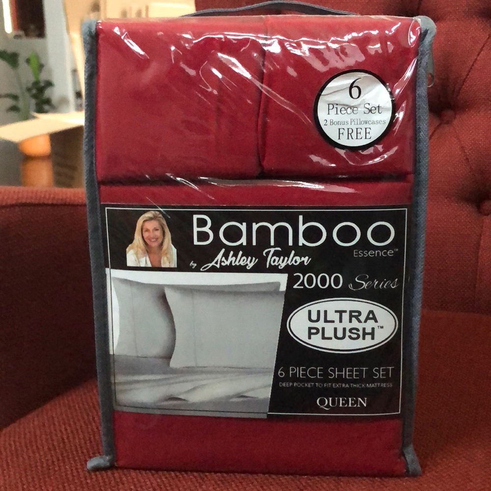 Bamboo Sheets 6 piece set Queen Dark Red